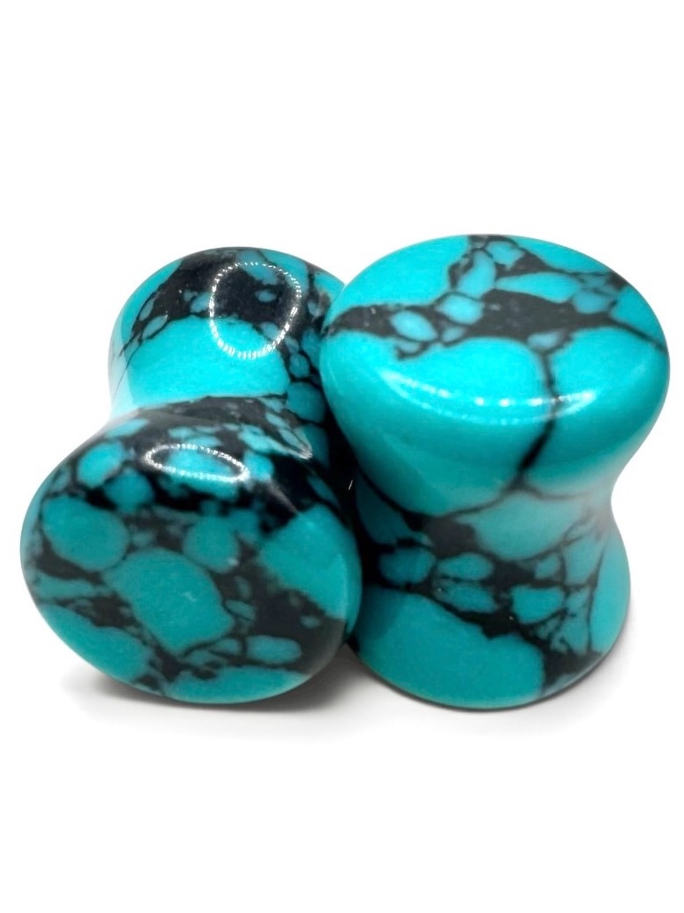 0g Faux Turquoise Synthetic Stone Double Flare Plugs (Pair)